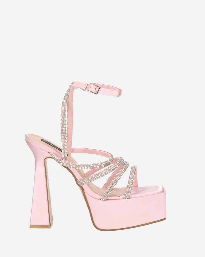MADELYN - pink lycra sandals with gems