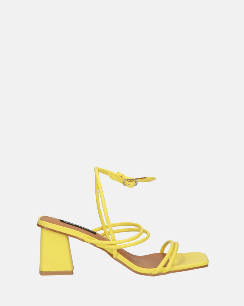 TIARA - yellow eco-leather sandals with laces