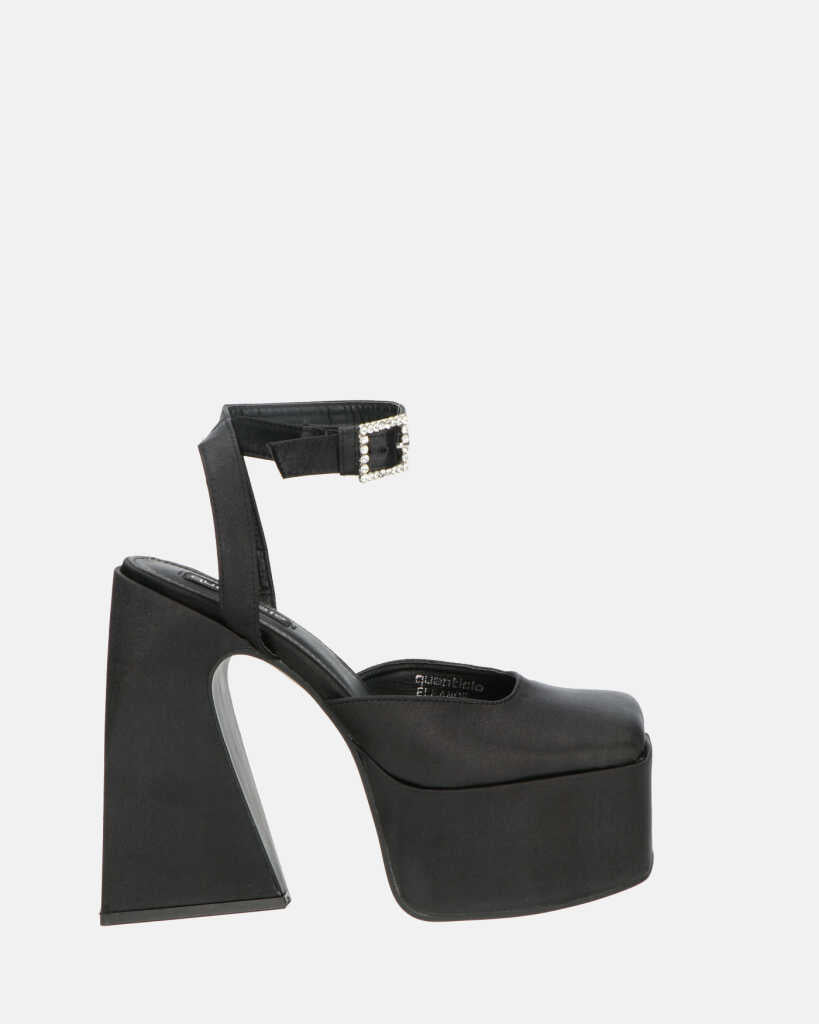 ELEANOR - black closed toe shoes with heel and strap