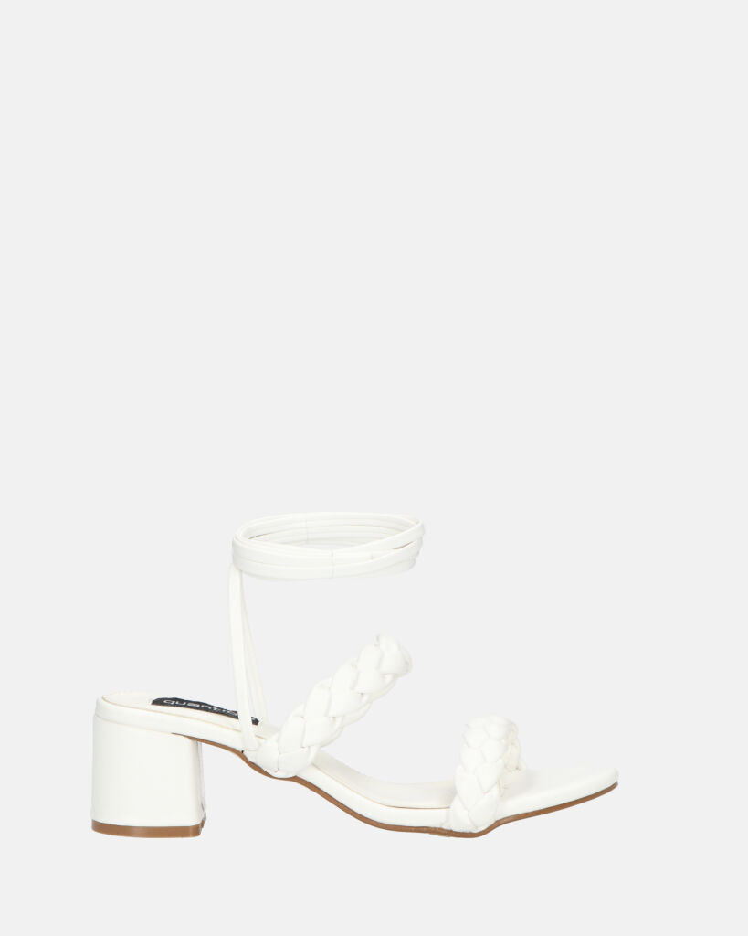 TARISAI - white faux leather sandals with laces