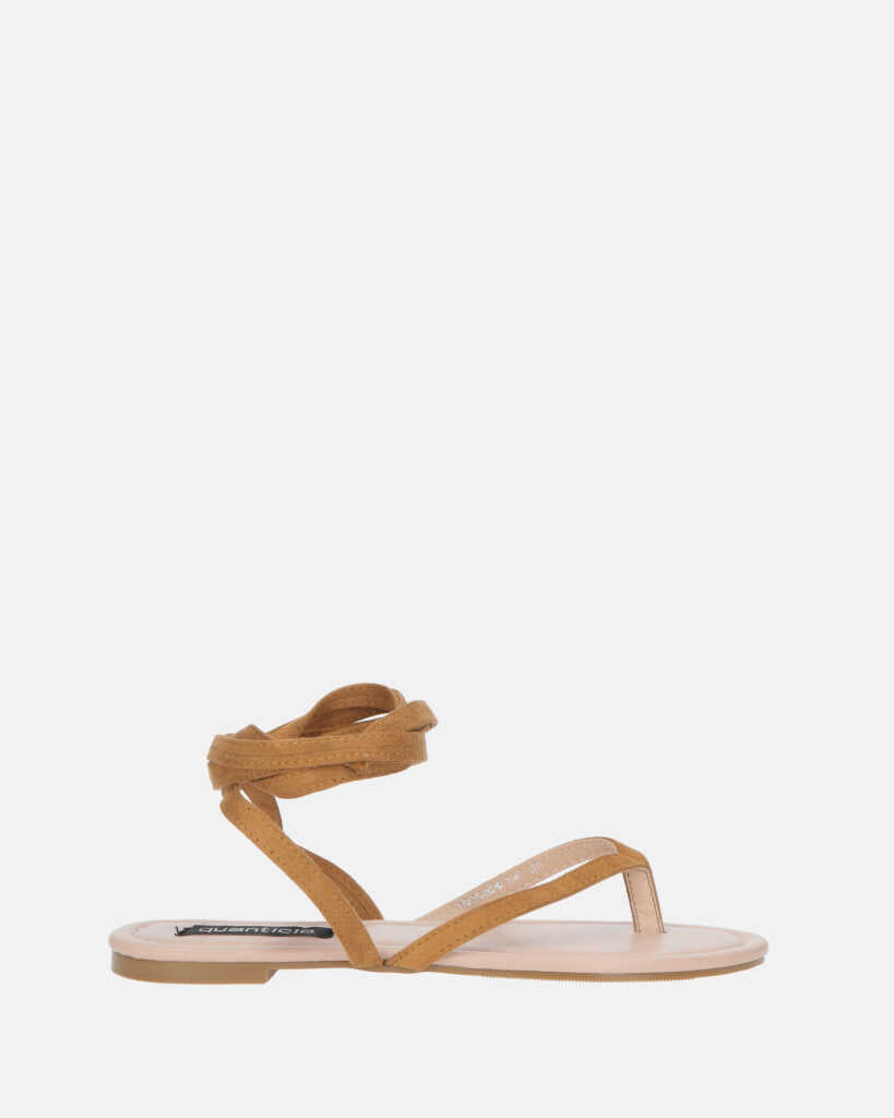 SABA - lace up flat sandals in nude