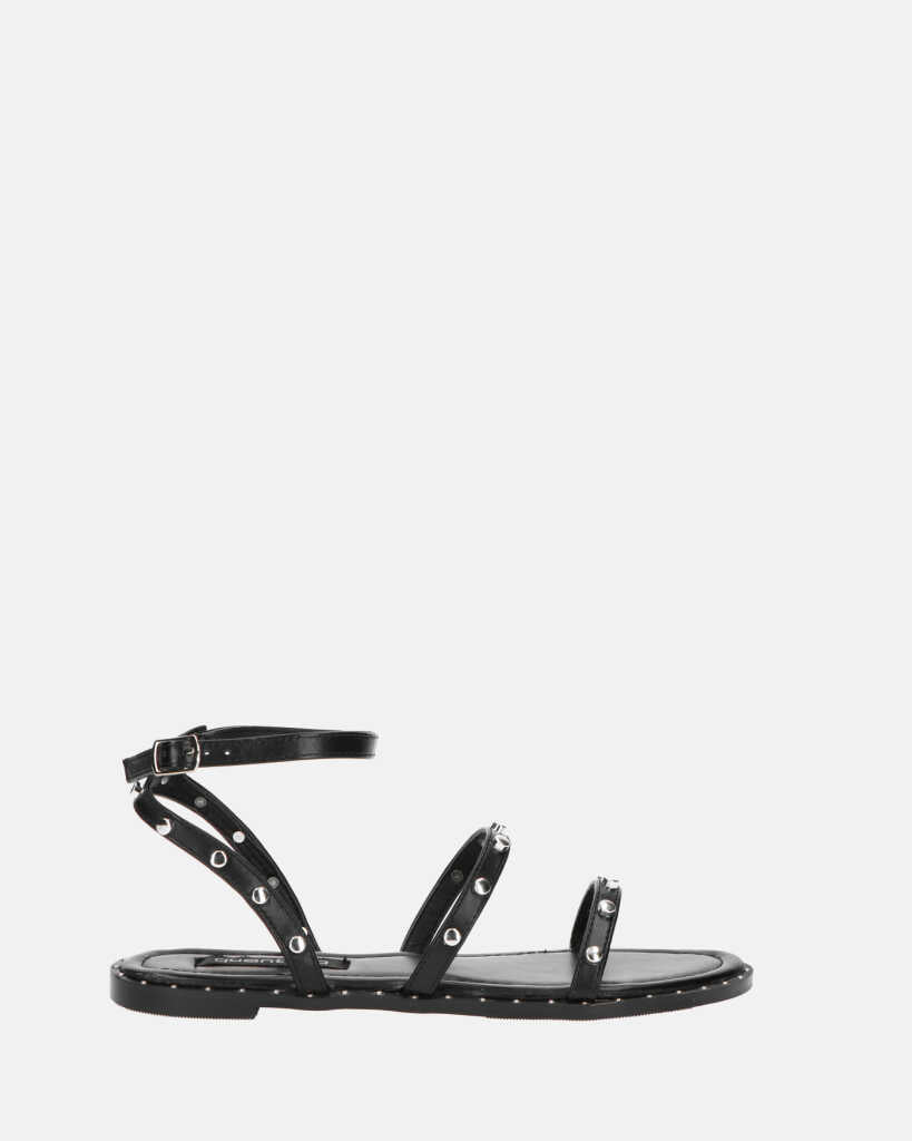 ESTHER - flat sandals in black with studs