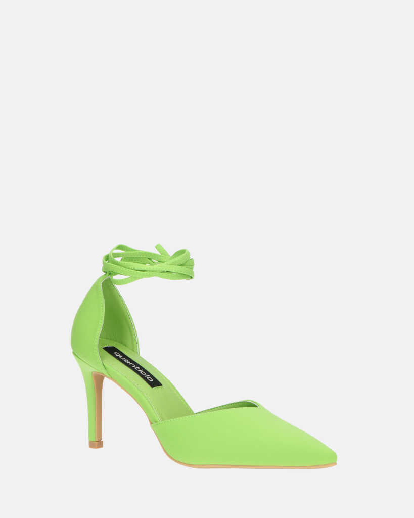 MAURA - pointed stiletto heels with apple green lycra laces