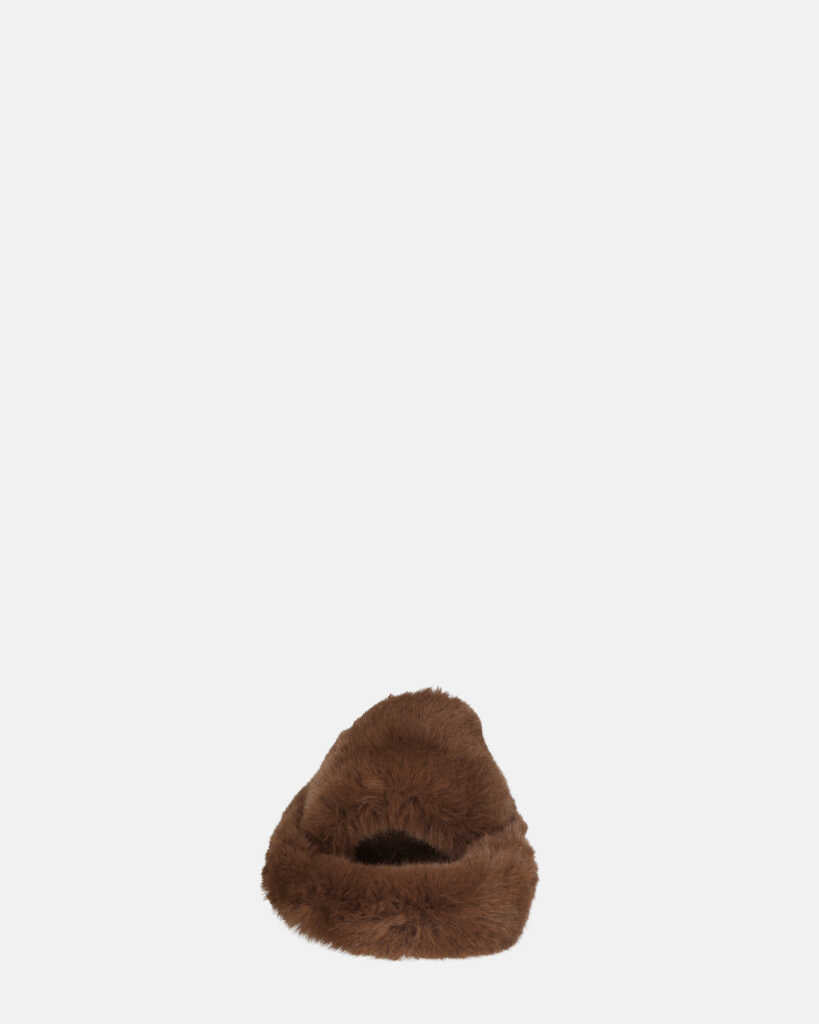 DALE - brown fur slippers