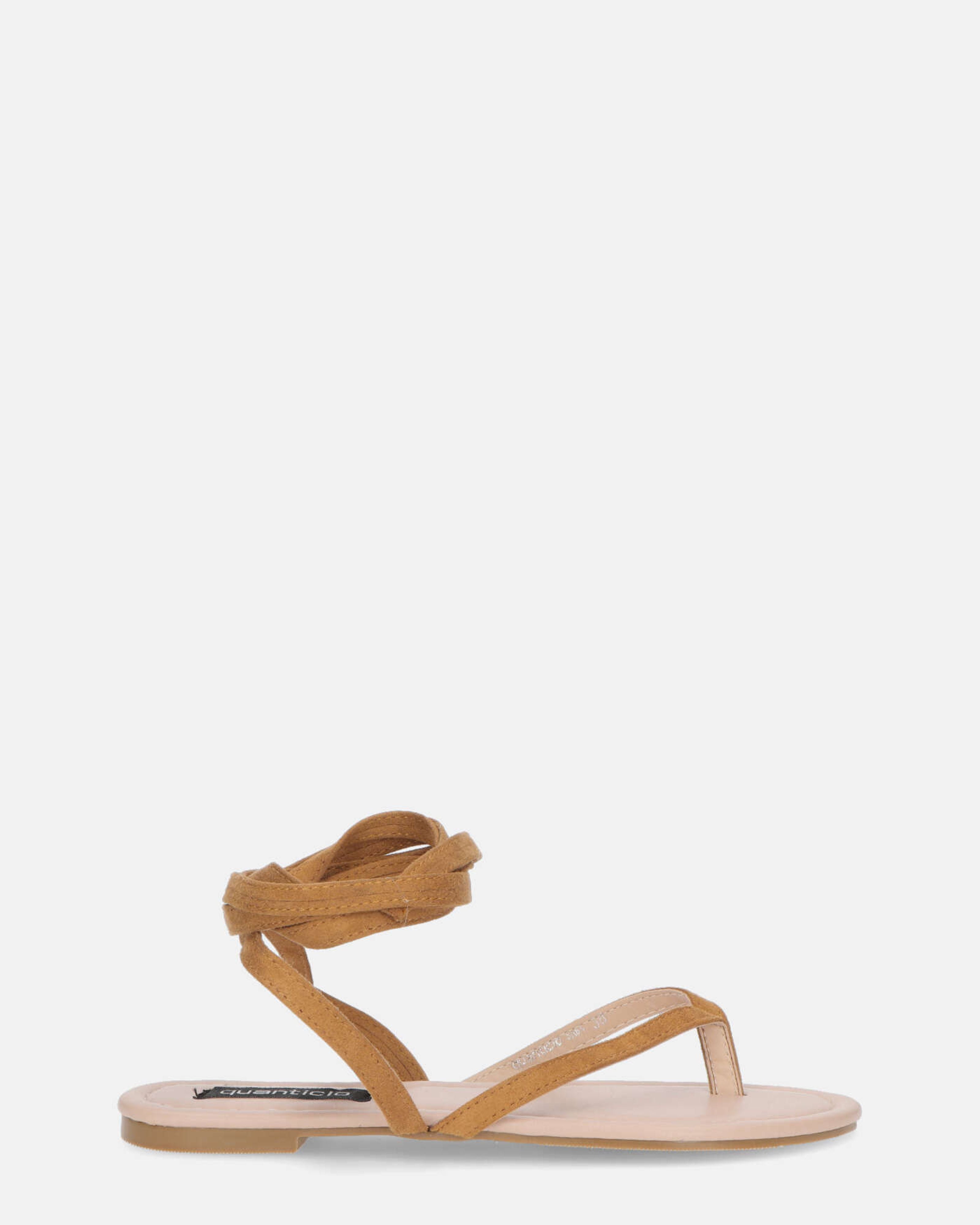 SABA - lace up flat sandals in nude