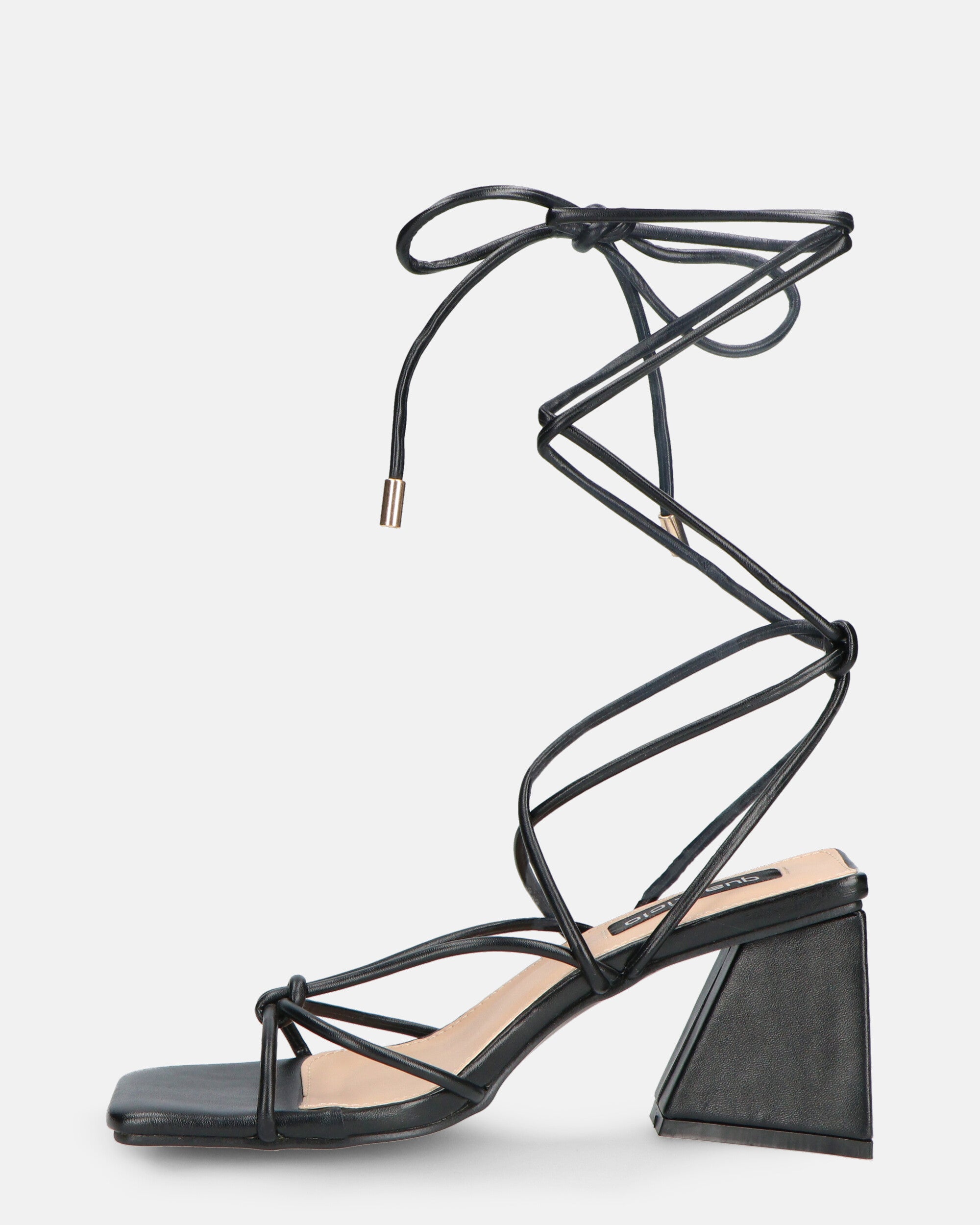 MELISA - sandals with laces in black PU